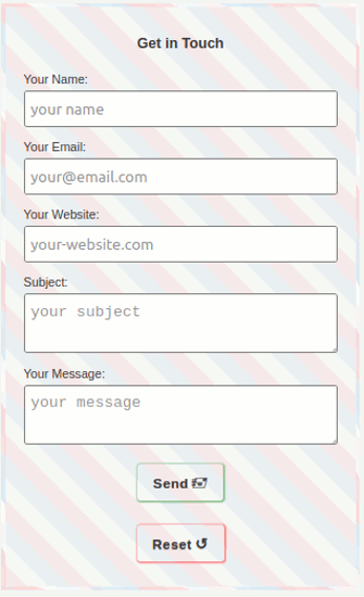Das Formular auf kleineren bildschirmen. Image shows the form template on smaller screens.