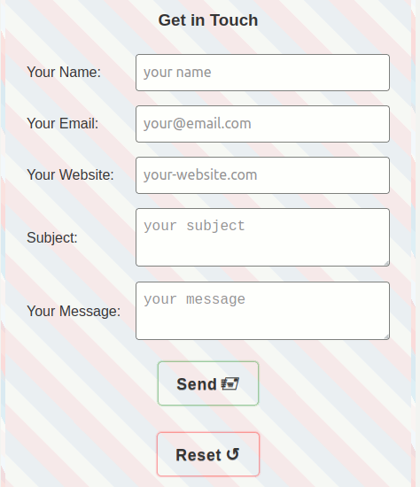 Das Formular auf größeren Bildschirmen. Image shows the form template on larger screens.