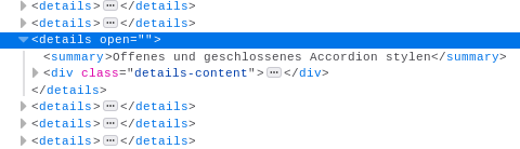 State 'open' in HTML element 'details