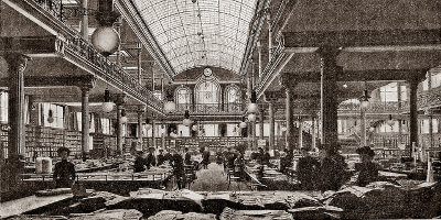 Abbildung zeigt ein Modehaus um 1900.
