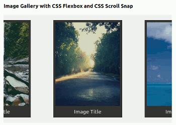 Screenshot of an image gallery with CSS Scroll Snap