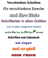 Schriften-Vielfalt Bild zeigt diverse Schriftarten